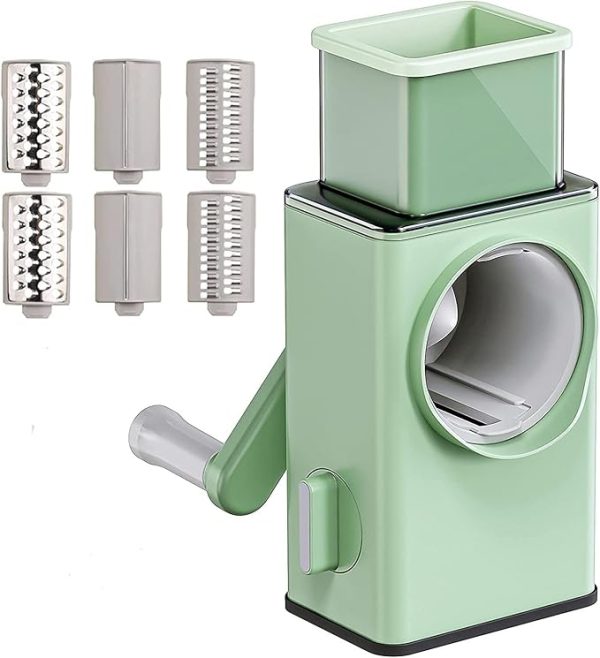 3-in-1 Multifunctional Rotary Slicer | Vegetable Cutter & Cheese Grater | Durable Design with Suction Base & Interchangeable Blades