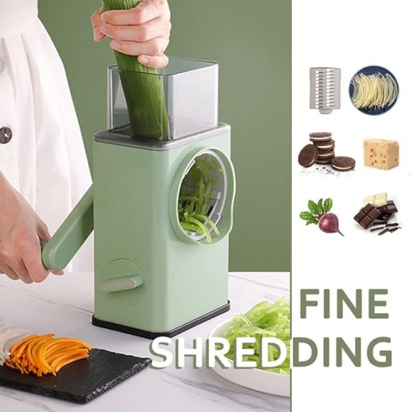 3-in-1 Multifunctional Rotary Slicer | Vegetable Cutter & Cheese Grater | Durable Design with Suction Base & Interchangeable Blades