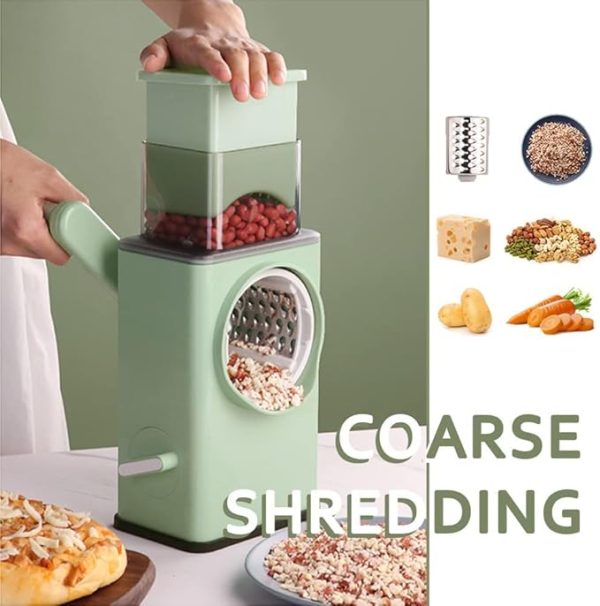 3-in-1 Multifunctional Rotary Slicer | Vegetable Cutter & Cheese Grater | Durable Design with Suction Base & Interchangeable Blades