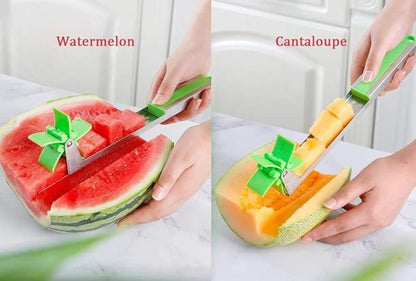 Windmill Watermelon Cube Cutter | Stainless Steel Fruit Slicer & Corer | Fast & Easy Melon Cutting Tool