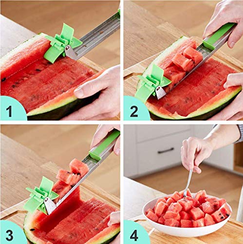 Windmill Watermelon Cube Cutter | Stainless Steel Fruit Slicer & Corer | Fast & Easy Melon Cutting Tool