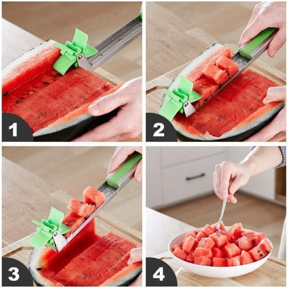 Windmill Watermelon Cube Cutter | Stainless Steel Fruit Slicer & Corer | Fast & Easy Melon Cutting Tool